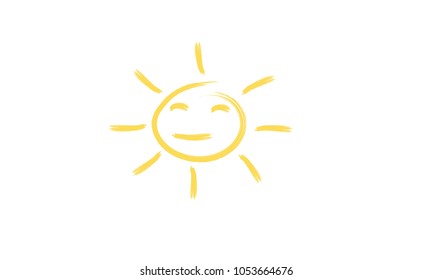 Smiling sun hand drawn. Vector illustration eps 10