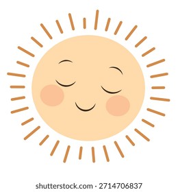Smiling sun icon in flat hand-drawn style for positive mood themes. Great for mental wellness visuals, motivation designs, and uplifting content.