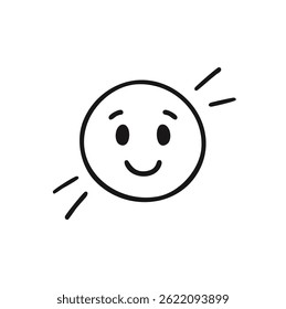 Icono sonriente del sol con la cara feliz