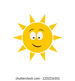 Smiling sun icons. Cartoon smile sun vector set