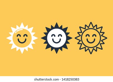 Smiling sun icon,Vector and Illustration.