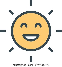 smiling sun illustration with flat style