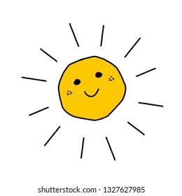 Smiling sun illustration icon vector. smile sun happy cute