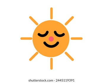 Smiling sun illustration, insulated on a white background vector. Simple logo symbol.