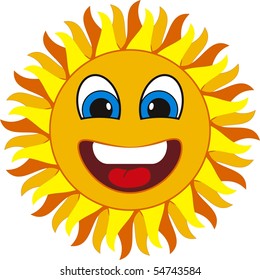 smiling sun. Isolated on withe background