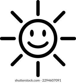 vector de icono de línea solar sonriente. icono de sonrisa solar