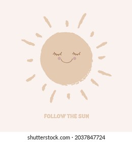 smiling sun meditation, peaceful vector