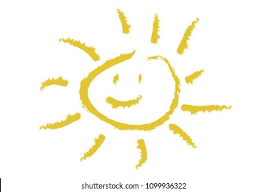 Smiling sun on white background.