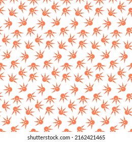 Sol sonriente sobre fondo blanco, simple ilustración vectorial sin costura