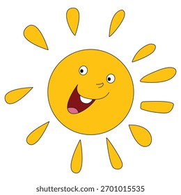 Sol sorridente sobre fundo branco