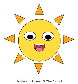 Sol sorridente sobre fundo branco
