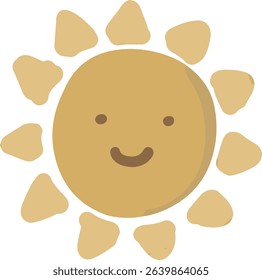 Smiling Sun with Rays in a Simple Cartoon Style
