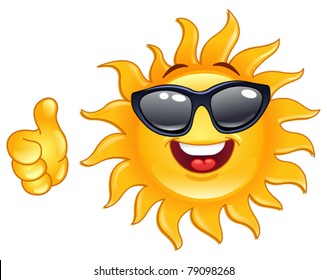 Smiling sun showing thumb up