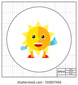 Smiling sun showing thumb icon