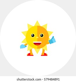 Smiling sun showing thumb icon
