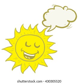 smiling sun with speech bubble cartoon