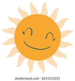 smiling sun style color cute doodle illustration