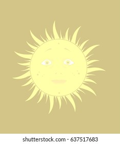 Smiling sun. Stylized vector illustration.
