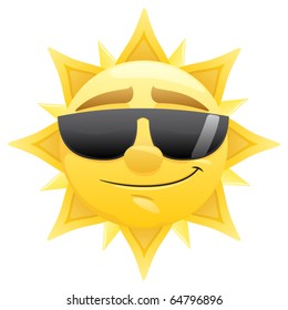 Smiling Sun With Sunglasses. 