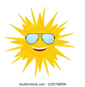 Smiling sun with sunglasses. vector illustration