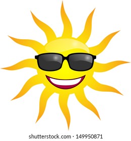 Smiling Sun in sunglasses. Vector illustration