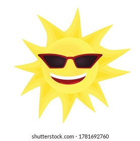 Smiling sun with sunglasses. vector illustration