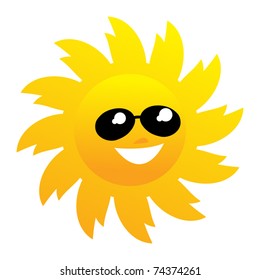 Smiling sun with sunglasses, vector illustration