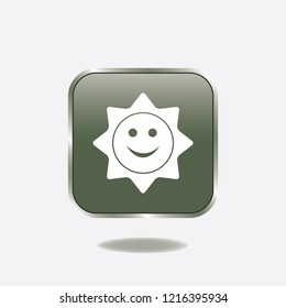 Smiling sun vector button, web design element