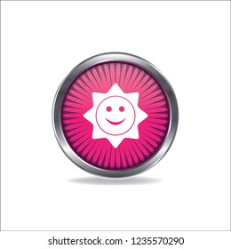 Smiling sun vector button, web design element