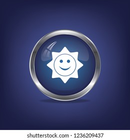 Smiling sun vector button, web design element