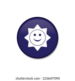 Smiling sun vector button, web design element