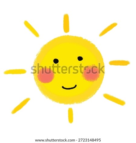 Smiling Sun Vector, Cute Hand Drawn Sunshine, Childlike Weather Illustration