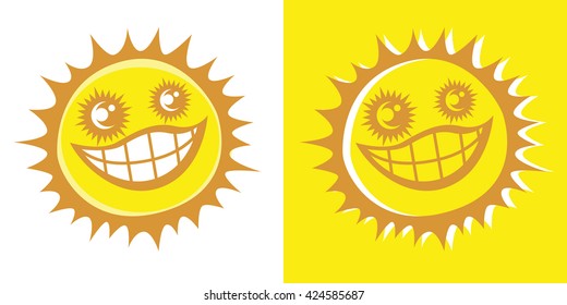 Smiling Sun Vector Icon Set - Compound paths