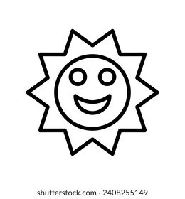 Smiling Sun Vector Line Icon Design