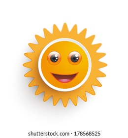 Smiling sun the white background. Eps 10 vector file.