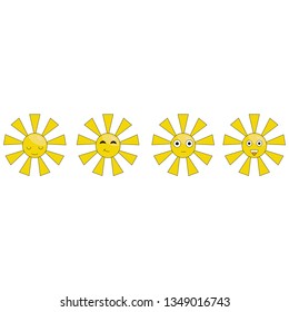 Smiling suns collection. Vector illustration