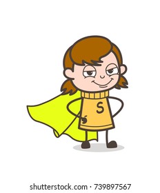 Smiling Super Kid - Cute Cartoon Girl Illustration