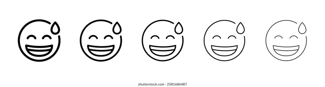 Smiling with sweat icon Vector logo sign