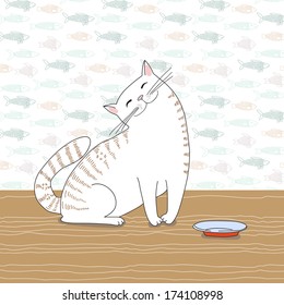 Smiling tabby cat. Vector