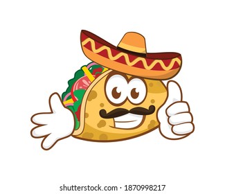 Smiling Taco with Recommending Gesture Illustration Vector