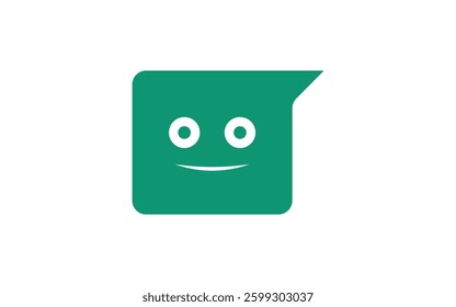 Smiling teal box simple, happy icon logo vector art design
