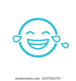 Smiling with Tears, Joyful Emotion Icon Isolated on White Background