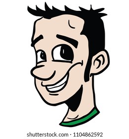 smiling teen head cartoon illustration isolated on white