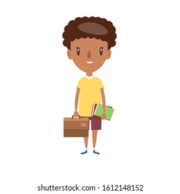 Smiling teenager. Cheerful elementary school student, kindergarten pupil cartoon character. Flat vector illustration.