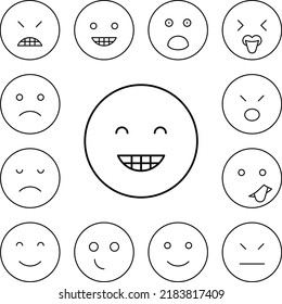 Smiling, teeth, emotions icon in a collection with other items