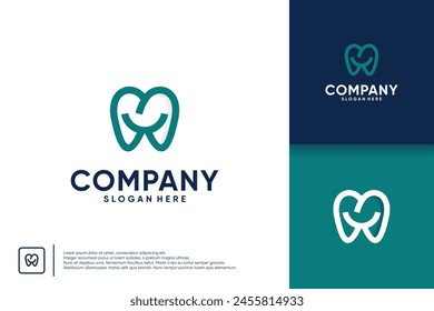 smiling teeth logo, for children's dental health care, with fun concept, logo design inspiration.