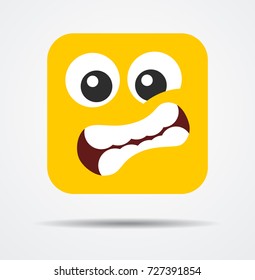 Smiling with teeth square emoticon in a flat design