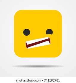 Smiling with teeth square emoticon in a flat design