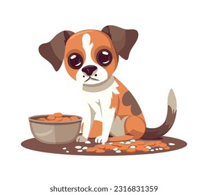 Smiling terrier lap dog looking for food icon isolated