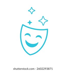 Smiling theater mask. Isolated on white.